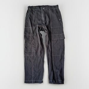 Gap Womens Black Double Cargo Pants Size L Lightweight Contrast Stitching